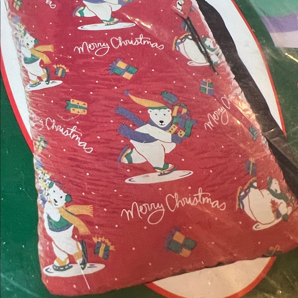 Vintage Christmas Super Giant Gift Bag With Tag 44” X 52” skating polar bear - Picture 3 of 6